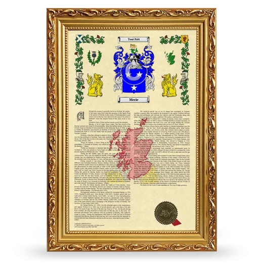 Merie Armorial History Framed - Gold