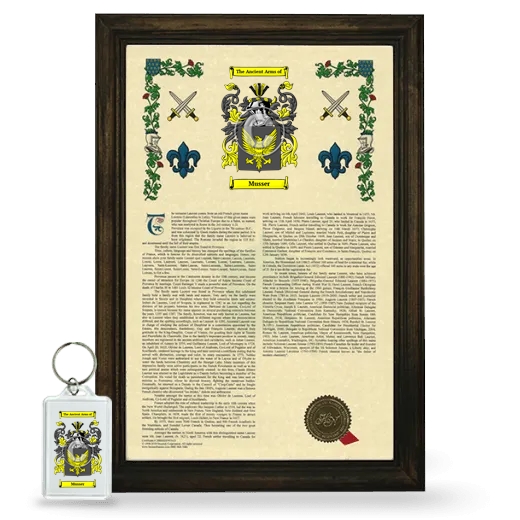 Musser Framed Armorial History and Keychain - Brown