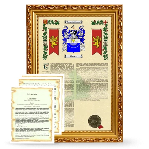 Minners Framed Armorial History and Symbolism - Gold