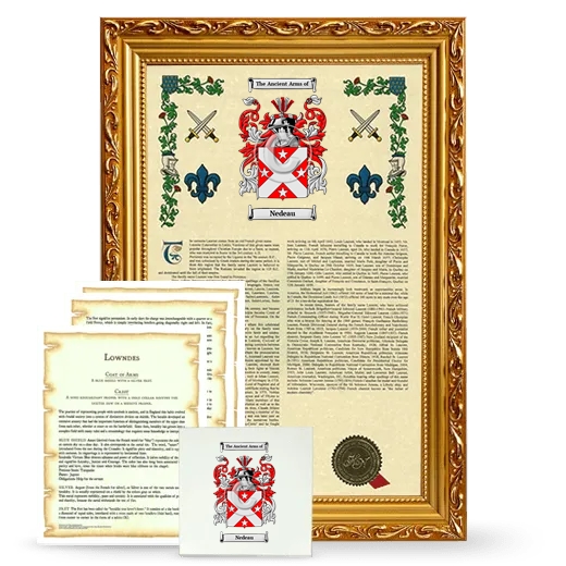 Nedeau Framed Armorial, Symbolism and Large Tile - Gold