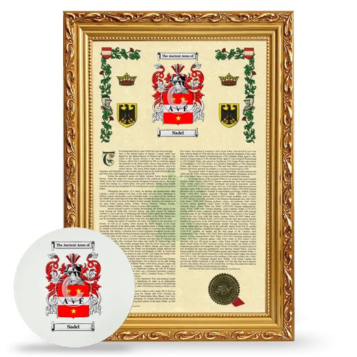 Nadel Framed Armorial History and Mouse Pad - Gold