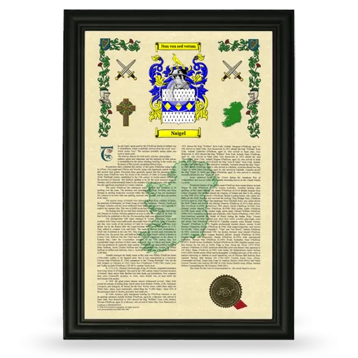 Naigel Armorial History Framed - Black