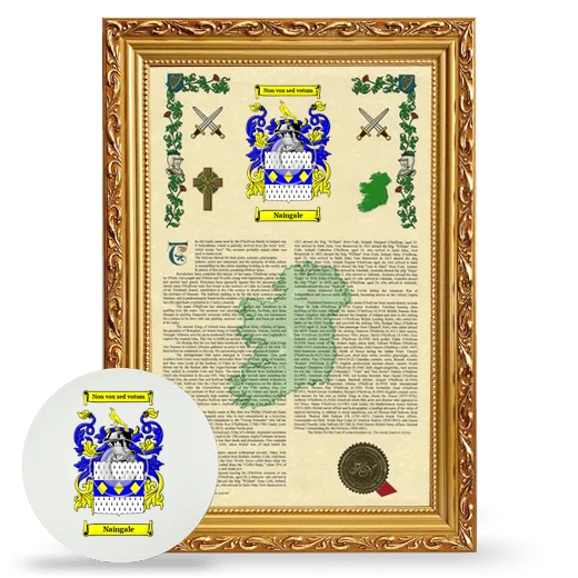Naingale Framed Armorial History and Mouse Pad - Gold