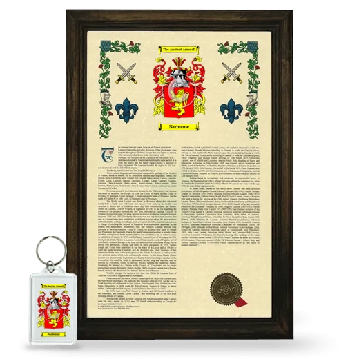 Narbonne Framed Armorial History and Keychain - Brown