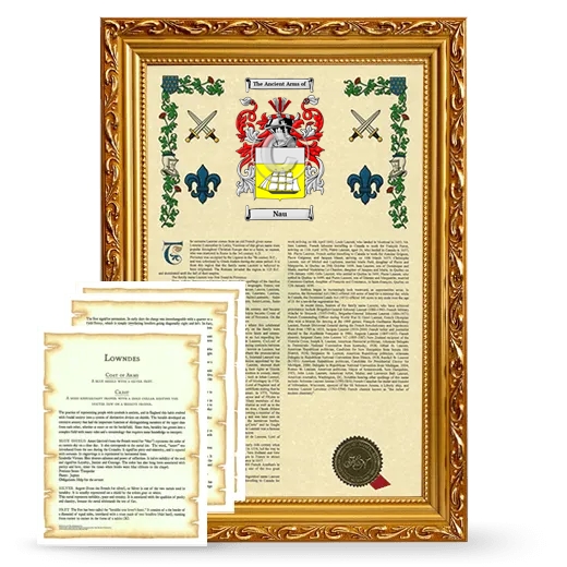 Nau Framed Armorial History and Symbolism - Gold