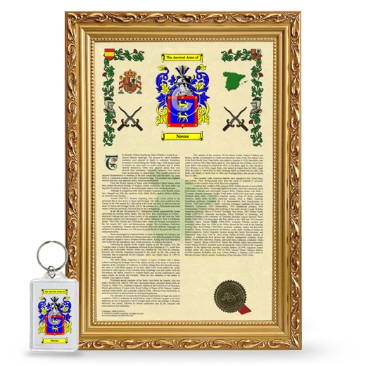 Navas Framed Armorial History and Keychain - Gold