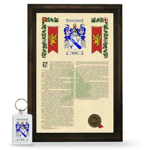 MacNie Framed Armorial History and Keychain - Brown