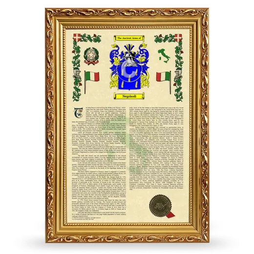 Negrisoli Armorial History Framed - Gold