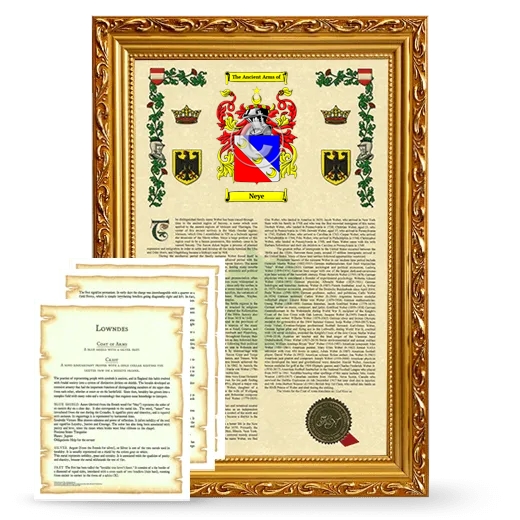 Neye Framed Armorial History and Symbolism - Gold