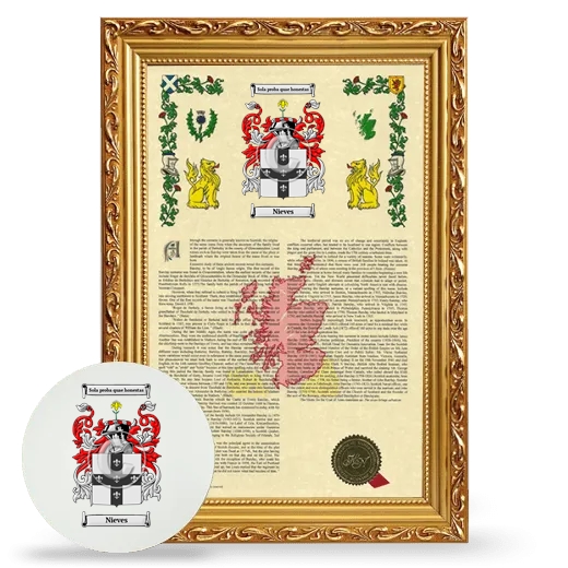 Nieves Framed Armorial History and Mouse Pad - Gold