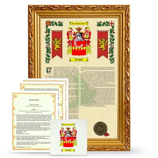 Newdyke Framed Armorial, Symbolism and Large Tile - Gold