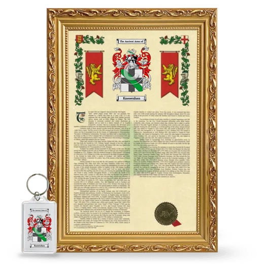 Knooenhan Framed Armorial History and Keychain - Gold