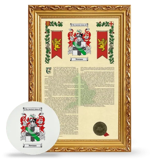 Newnan Framed Armorial History and Mouse Pad - Gold