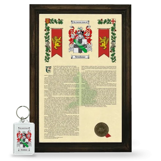 Newnhome Framed Armorial History and Keychain - Brown