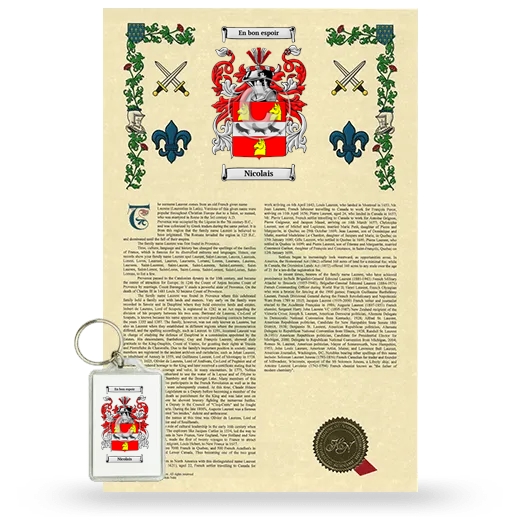 Nicolais Armorial History and Keychain Package