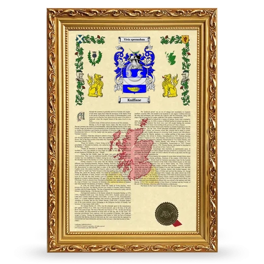 Kniffane Armorial History Framed - Gold