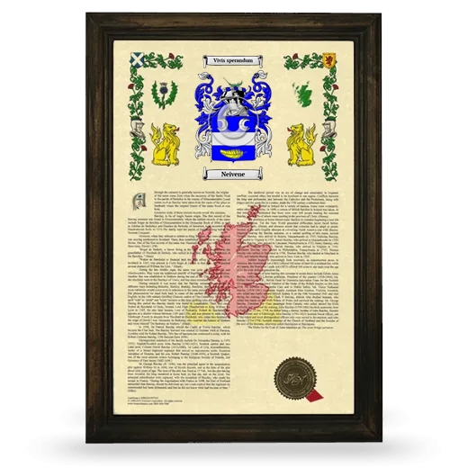 Neivene Armorial History Framed - Brown