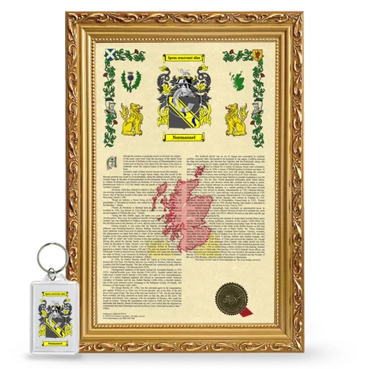 Normansel Framed Armorial History and Keychain - Gold