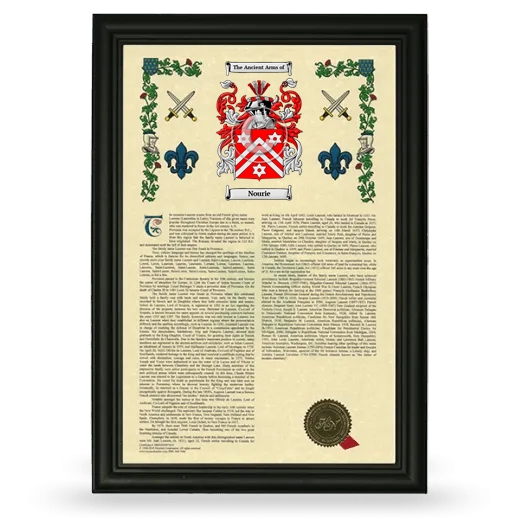 Nourie Armorial History Framed - Black