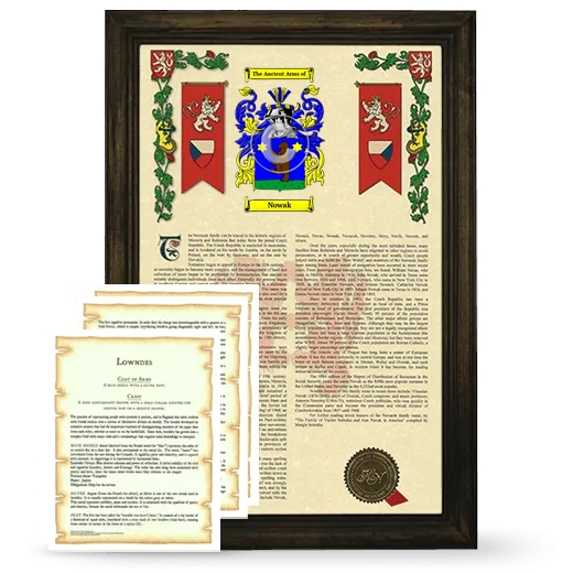 Nowak Framed Armorial History and Symbolism - Brown