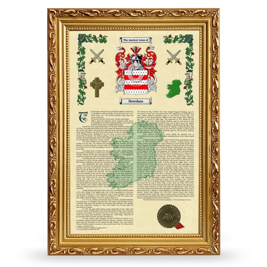 Newshan Armorial History Framed - Gold