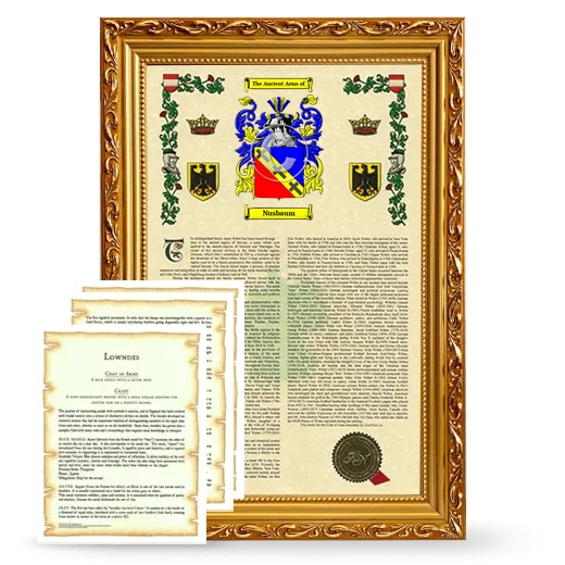 Nusbaum Framed Armorial History and Symbolism - Gold