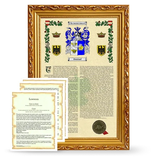 Overturf Framed Armorial History and Symbolism - Gold