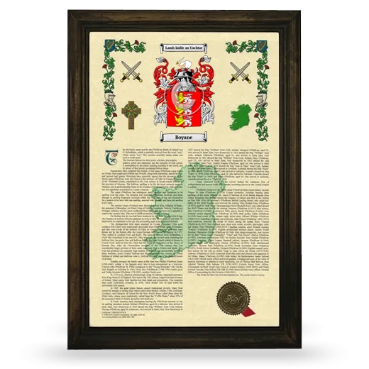 Boyane Armorial History Framed - Brown