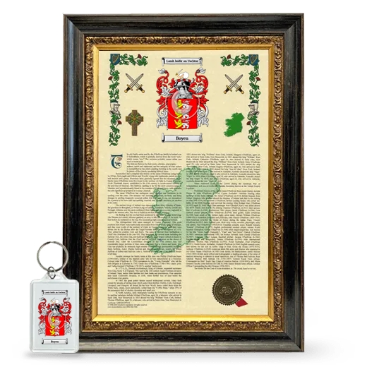 Boyen Framed Armorial History and Keychain - Heirloom