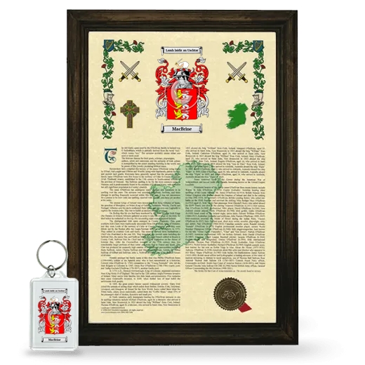 MacBrine Framed Armorial History and Keychain - Brown