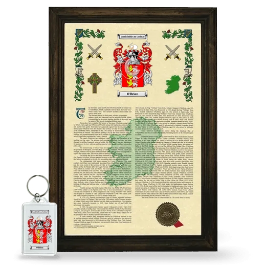 O'Brian Framed Armorial History and Keychain - Brown