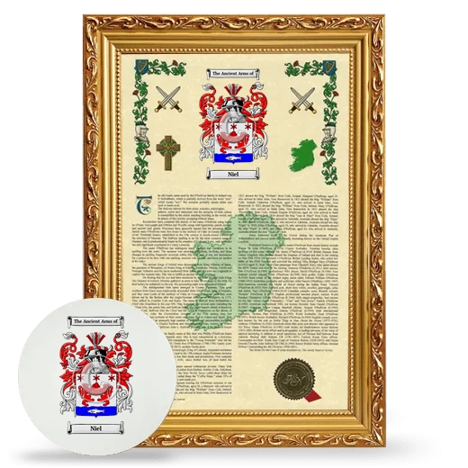 Niel Framed Armorial History and Mouse Pad - Gold