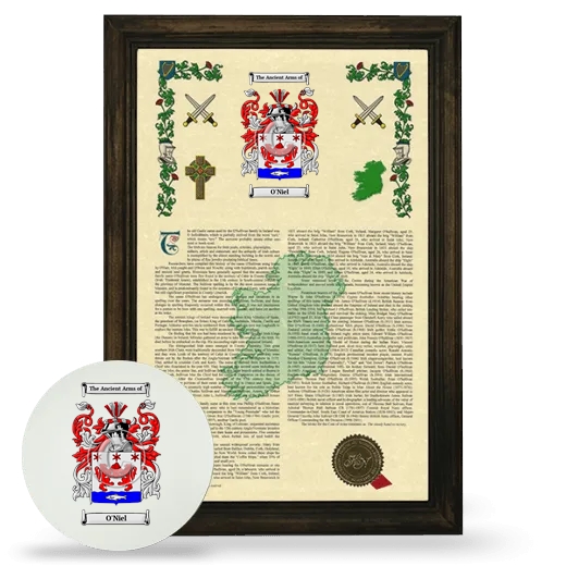 O'Niel Framed Armorial History and Mouse Pad - Brown