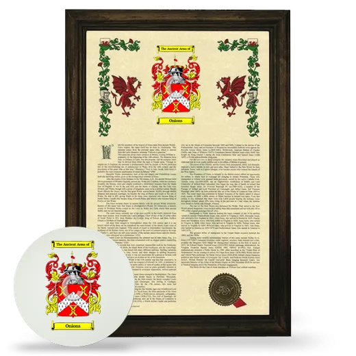 Onions Framed Armorial History and Mouse Pad - Brown