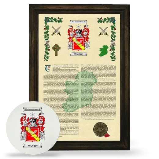 McQuigge Framed Armorial History and Mouse Pad - Brown
