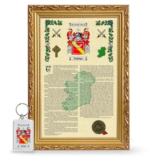 McQuigge Framed Armorial History and Keychain - Gold