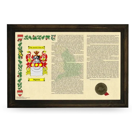 Orgeron Armorial Landscape Framed - Brown