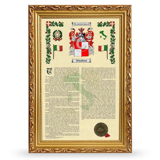 Orlandonni Armorial History Framed - Gold