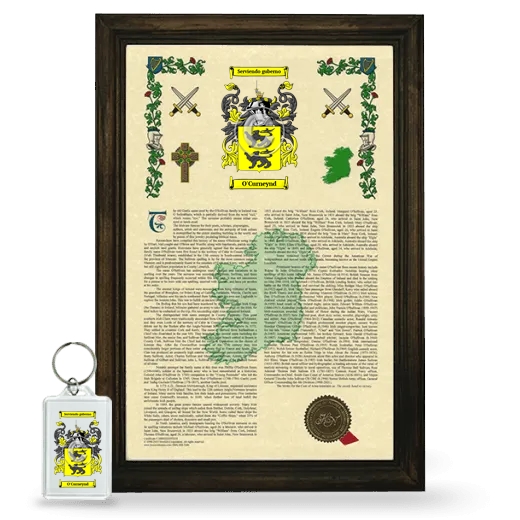 O'Curneynd Framed Armorial History and Keychain - Brown