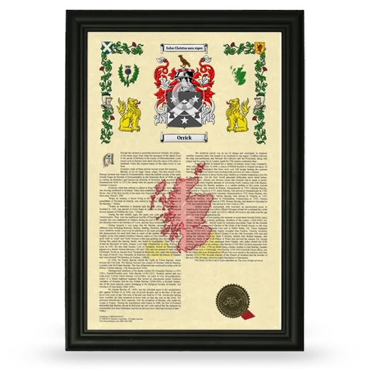 Orrick Armorial History Framed - Black