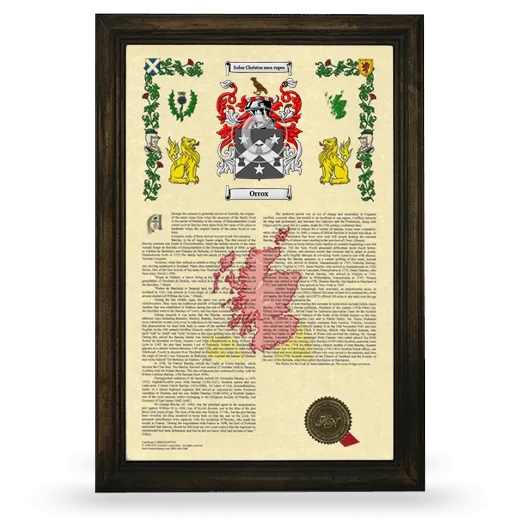 Orrox Armorial History Framed - Brown