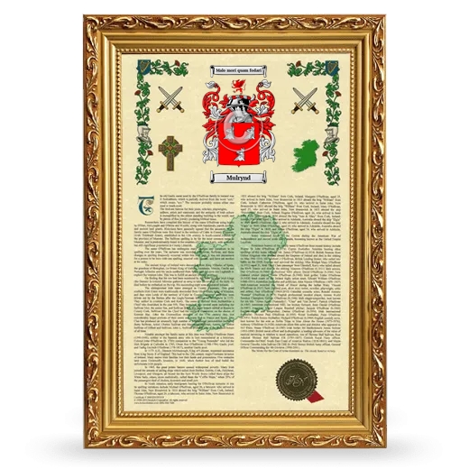 Mulrynd Armorial History Framed - Gold