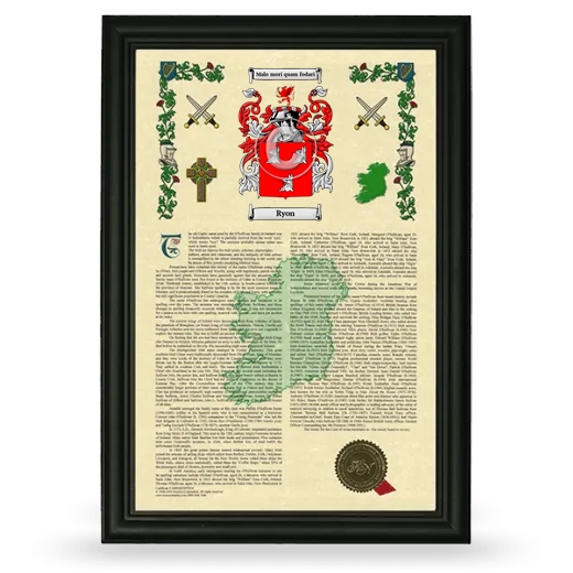 Ryon Armorial History Framed - Black