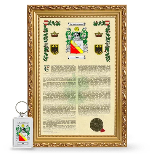 Oest Framed Armorial History and Keychain - Gold