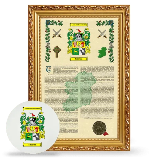 Sullivan Framed Armorial History and Mouse Pad - Gold