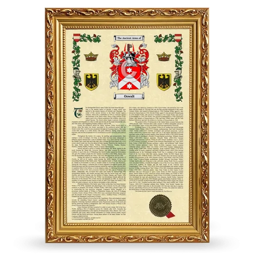 Oswalt Armorial History Framed - Gold