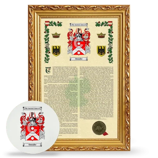 Oswalte Framed Armorial History and Mouse Pad - Gold