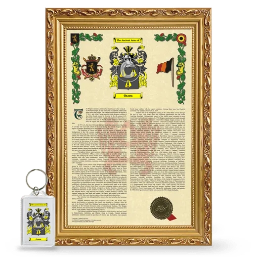 Otzen Framed Armorial History and Keychain - Gold