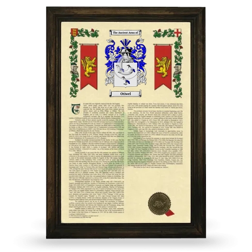 Otiwel Armorial History Framed - Brown