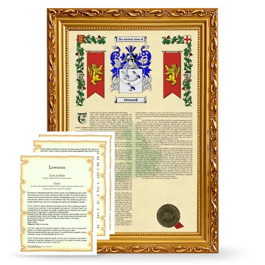 Ottewell Framed Armorial History and Symbolism - Gold